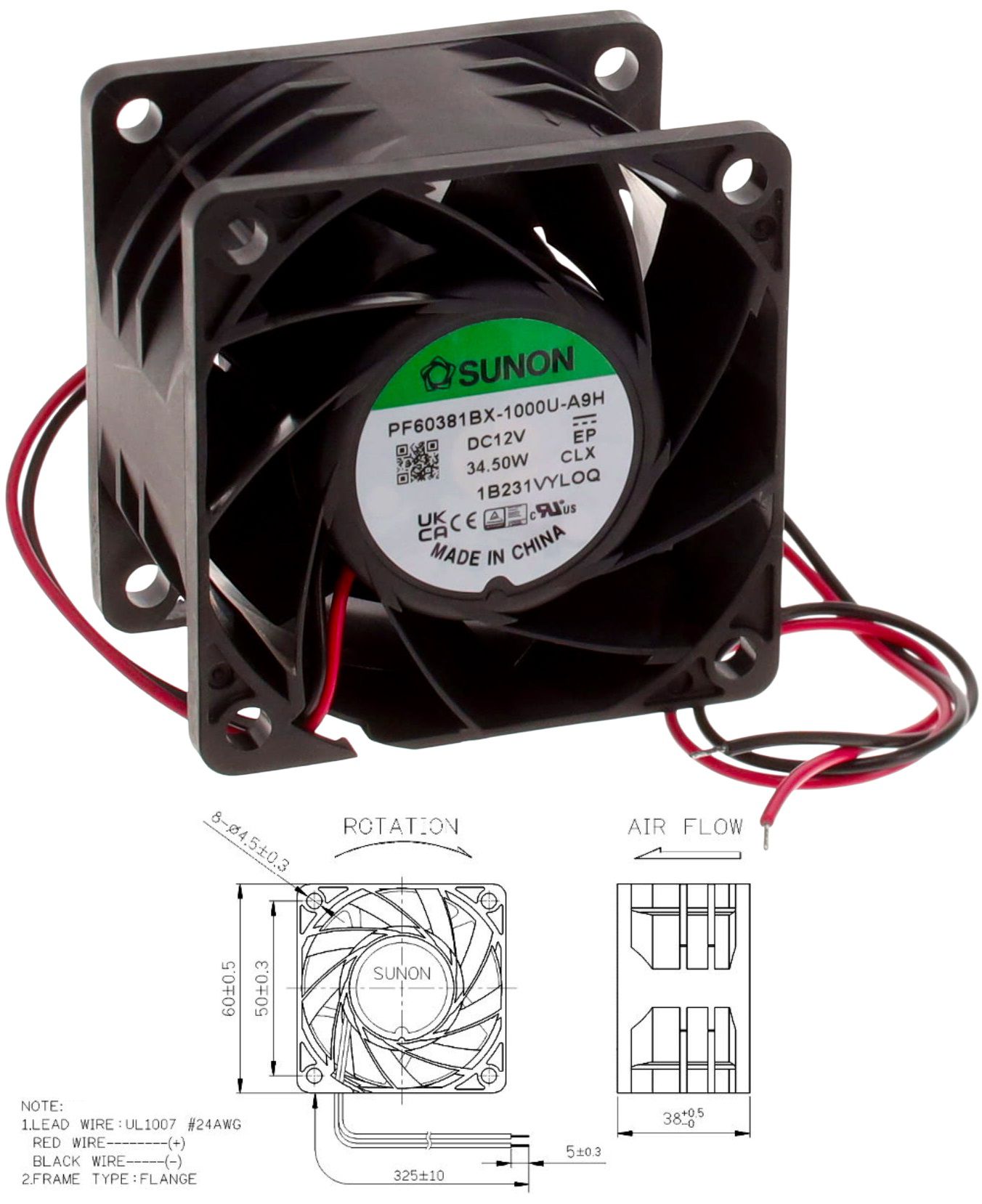 Ventilador 60X60X38mm